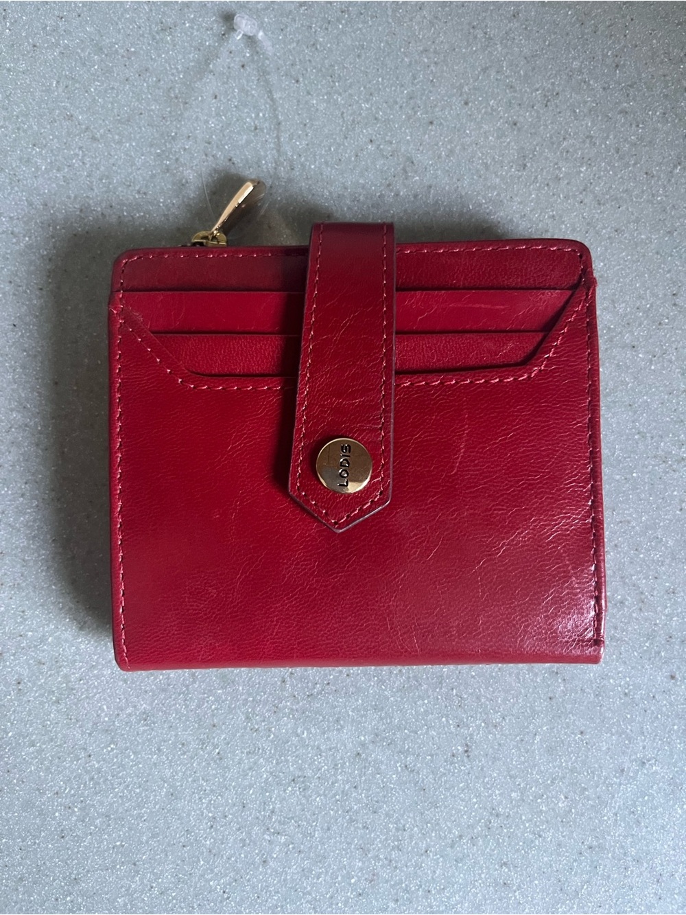 Lodi’s Red Leather Compact slim Card Wallet New